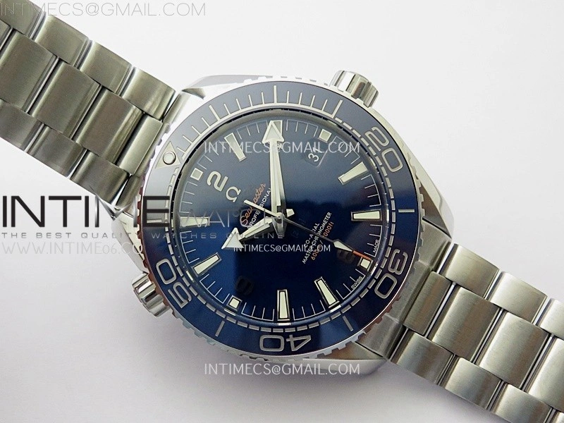 Planet Ocean 43.5mm Blue Ceramic Bezel SS SCF 1:1 Best Edition Blue Dial on SS Bracelet A8900